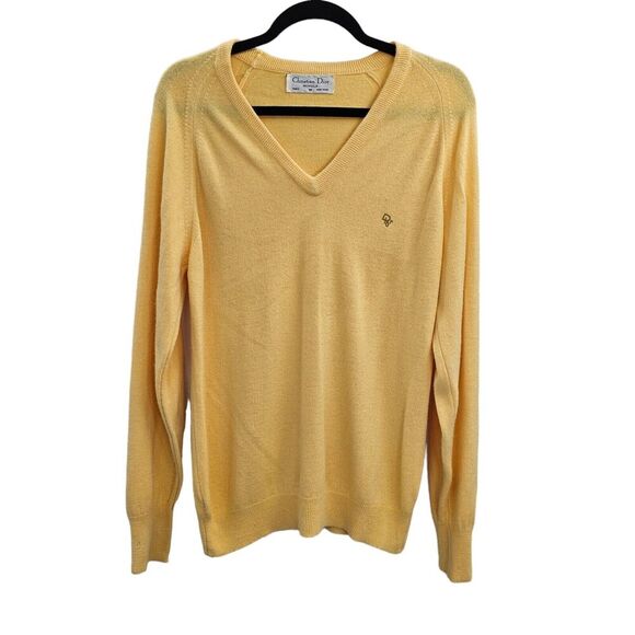 Christian Dior Sweater Womens Sz Medium Green Vintage Logo Designer Luxury Soft - Picture 1 of 13